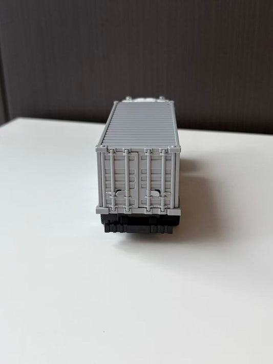 White Freight Container Transport Truck Model with Gray Trailer