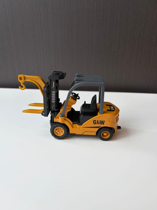 Yellow Industrial Forklift Model with Raised Mast and Forks