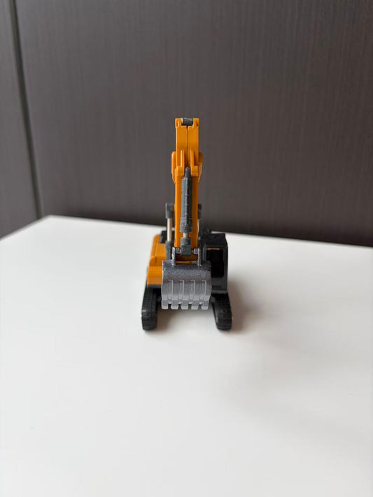 Orange Tracked Excavator Model with Long Boom and Digging Bucket