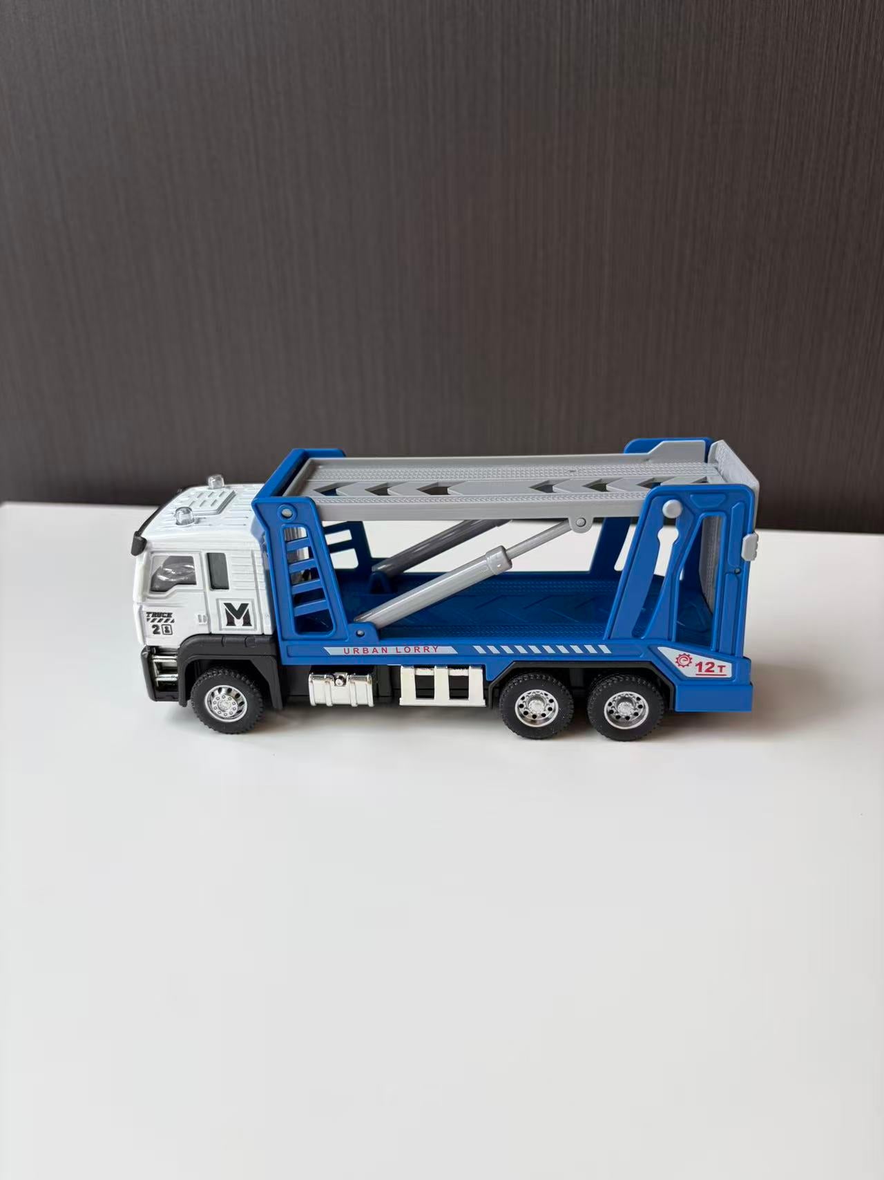 Blue Multi-Level Car Carrier Transport Truck Model