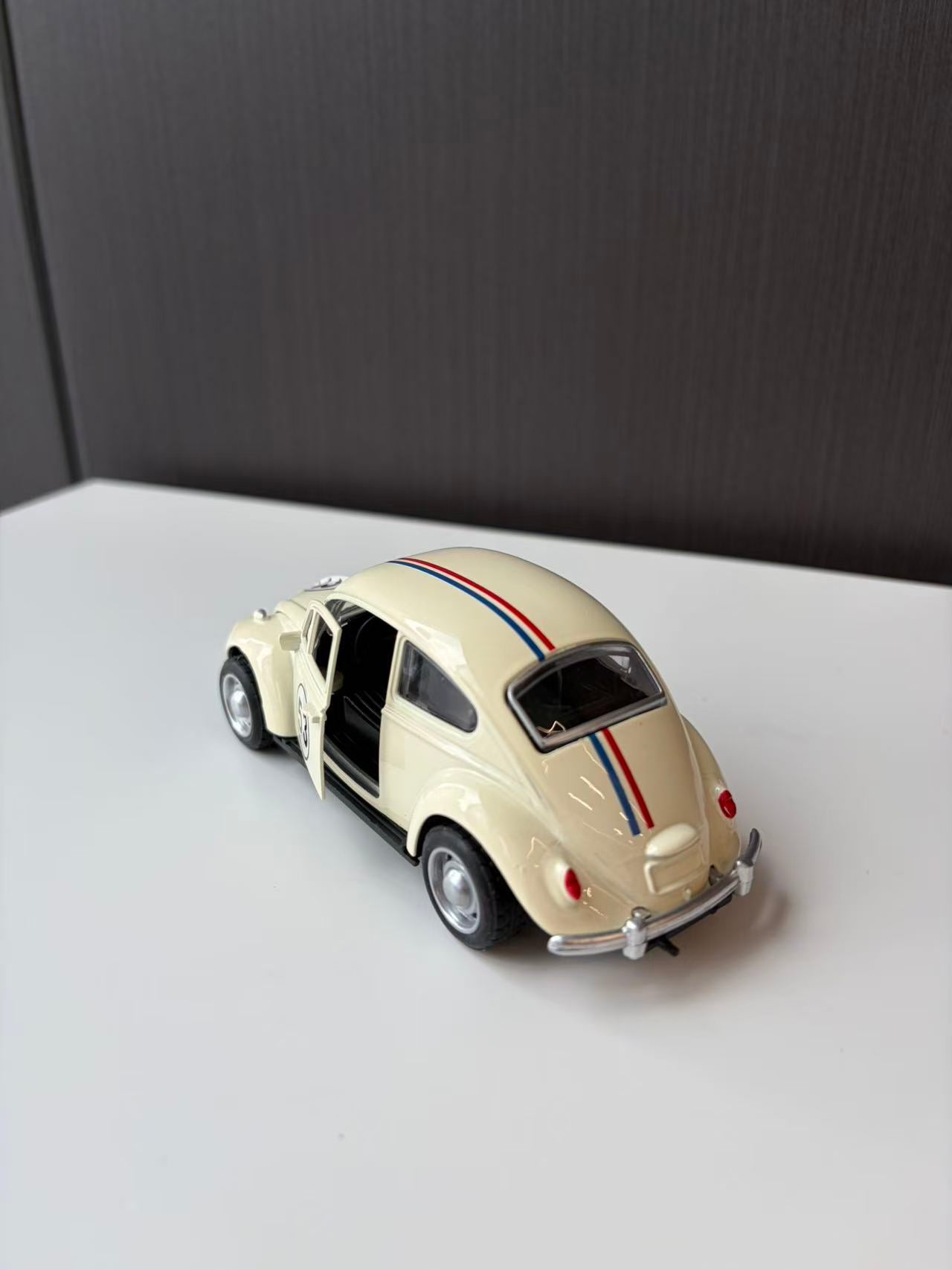 Cream Classic Racing Beetle Model Car with Number 53