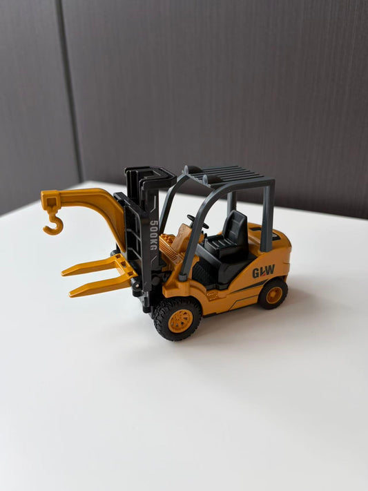 Yellow Industrial Forklift Model with Raised Mast and Forks